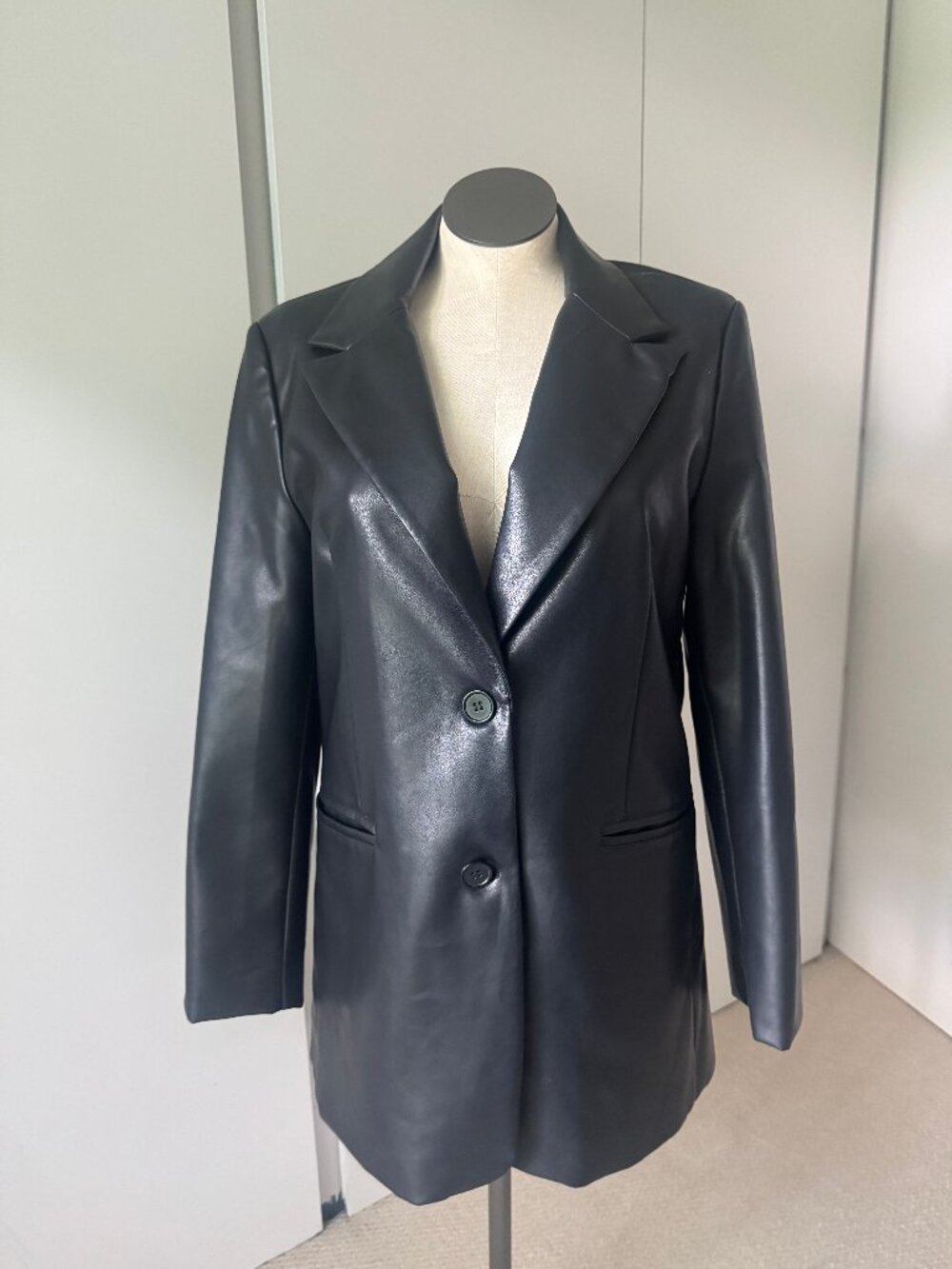 Rebecca Minkoff Vegan Leather Blazer Black sz L